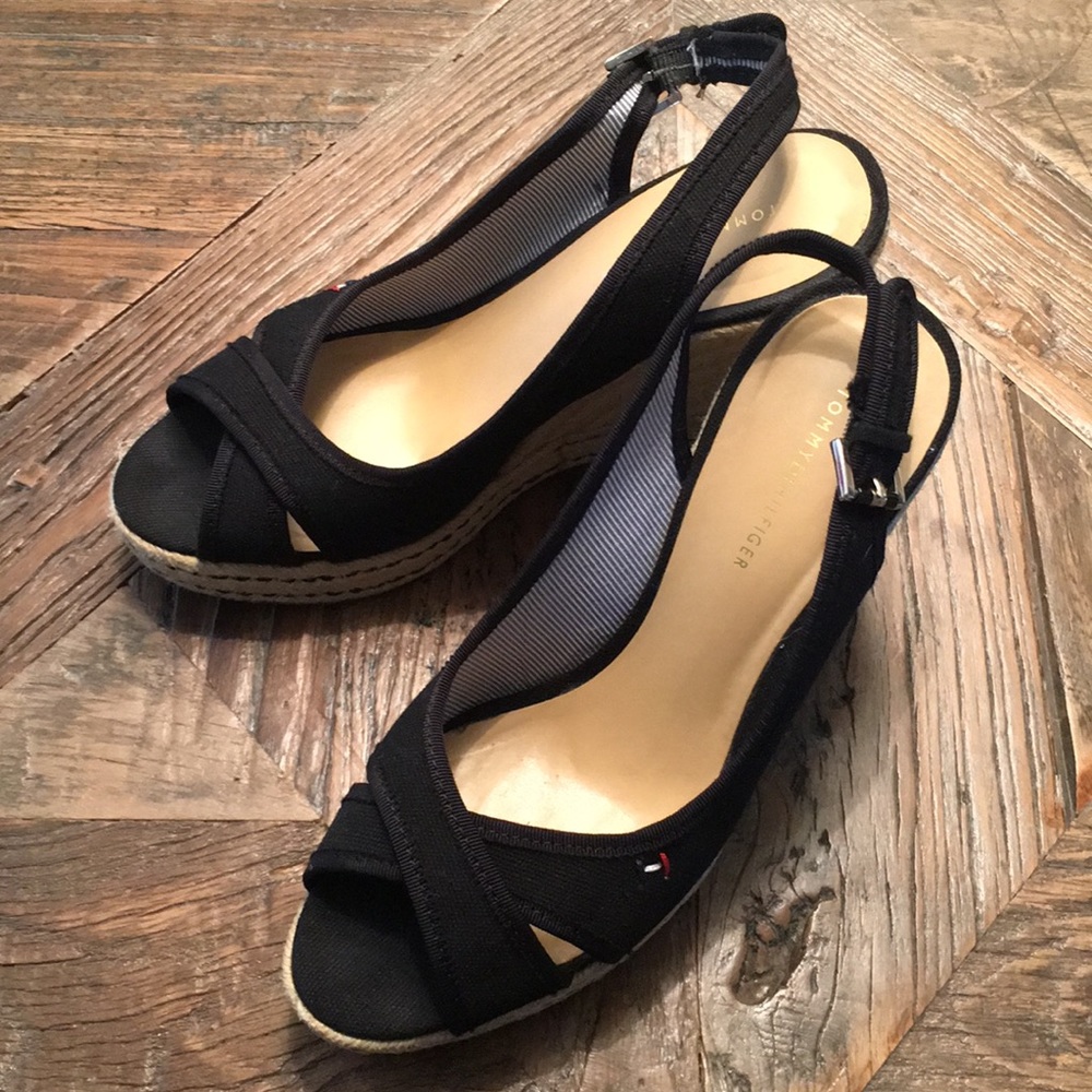 Tommy Hilfiger ‘Papina’ Wedge Slingback BLK SZ 7.5
